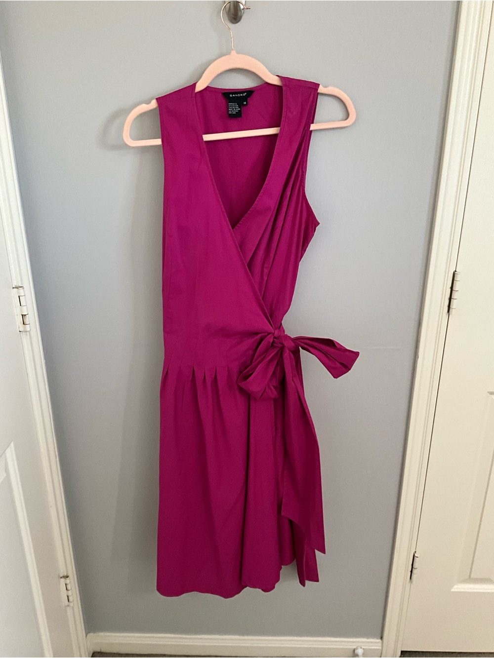 Sandro Magenta Wrap Midi Dress
